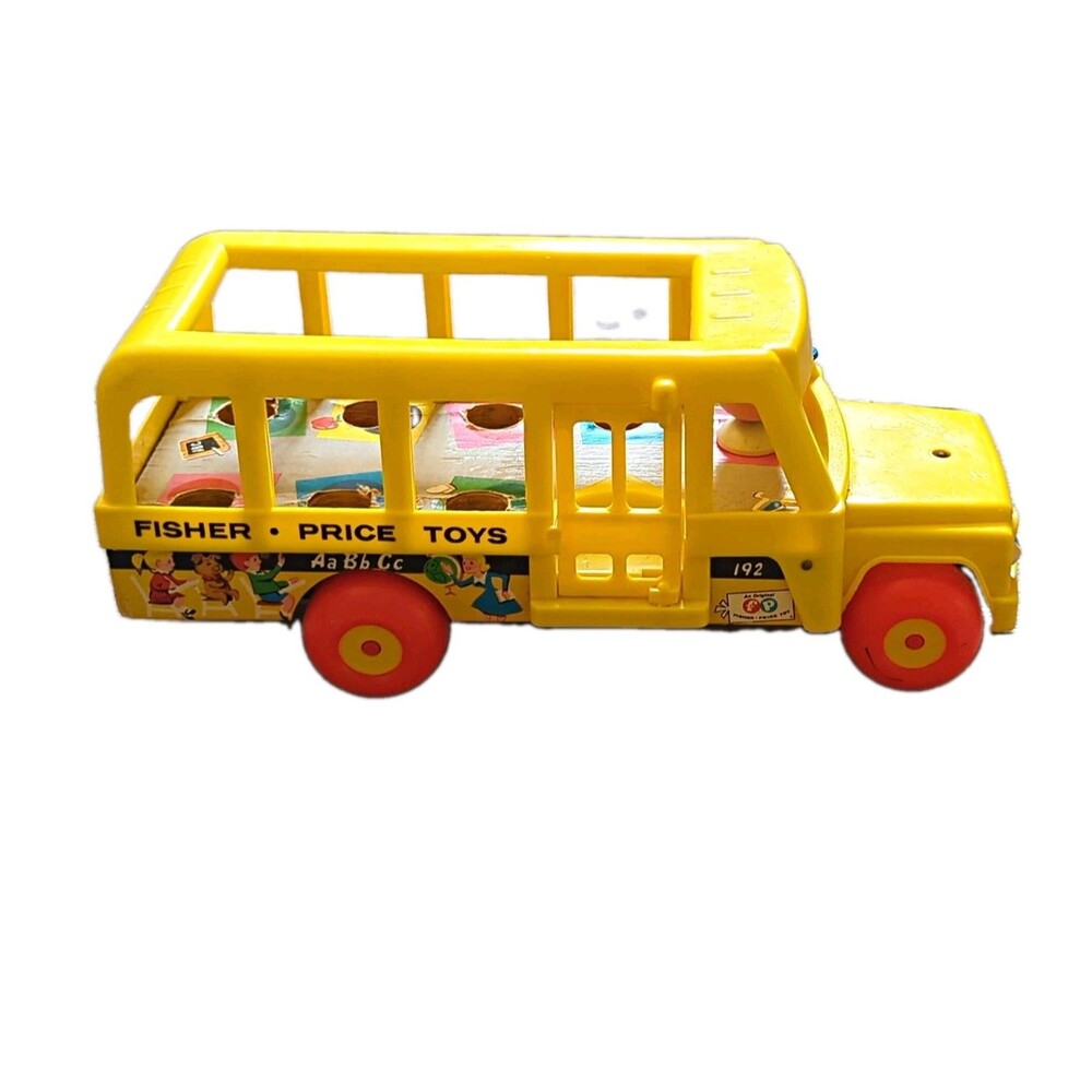 Vintage 1965 Fisher-Price Little People Yellow School Bus MPN 192